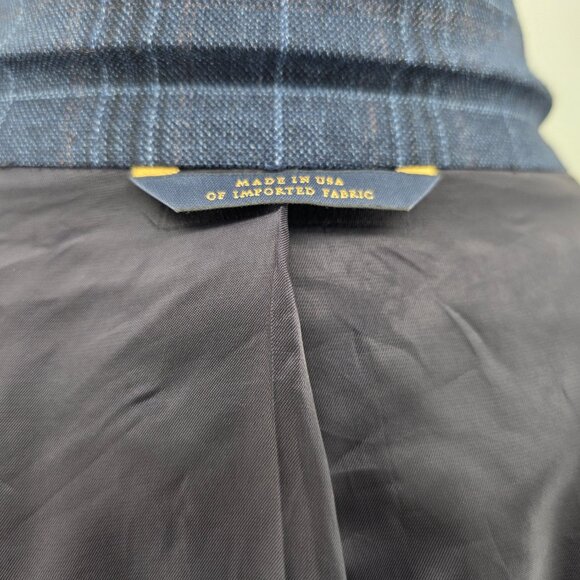 Brooks Brothers Regent 1818 Wool Men Sport Coat Blazer Blue Windowpane 46R - Picture 8 of 15